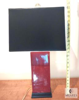 Sepello Dark Red Square Ceramic Table Lamp with Square Black Shade