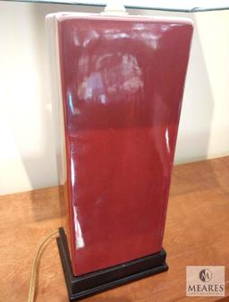 Sepello Dark Red Square Ceramic Table Lamp with Square Black Shade