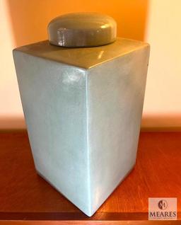 Rain Wash Glaze Ceramic Square Lidded Ginger Jar