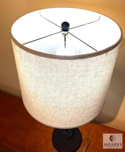Robert Abby Black Metal Buffet Table Lamp with Tan Shade 29"