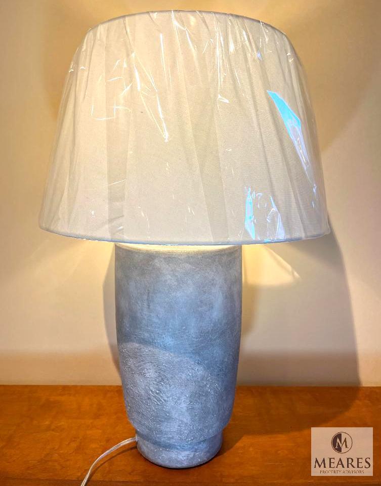 Dobbs Gray Cement Base Table Lamp with White Shade 28"