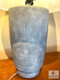 Dobbs Gray Cement Base Table Lamp with White Shade 28"