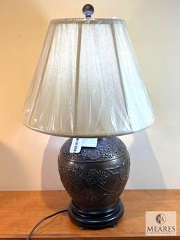 Embossed Bronze Jar Base Table Lamp 26"