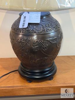 Embossed Bronze Jar Base Table Lamp 26"
