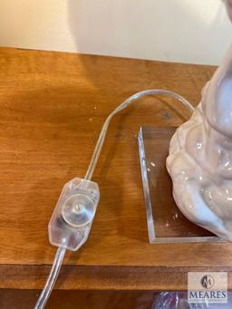 White Ceramic Koi Fish Base Ceramic Table Lamp 24"