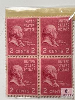 # 806 - 1938 2c John Adams, Rose Carmine Set of Four Stamps