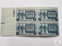 #963 - 1948 3c Saluting Young America Plate Block of Four Stamps