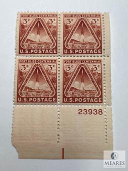 #976 1948 3c Fort Bliss Centennial Plate Block of Four Stamps