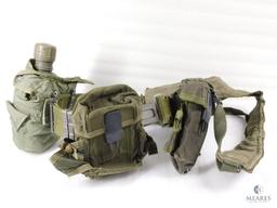 Vintage Military Web Belt with Canteen, Pouches and Suspenders