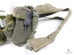 Vintage Military Web Belt with Canteen, Pouches and Suspenders