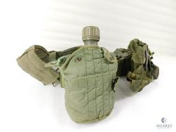 Vintage Military Web Belt with Canteen, Pouches and Suspenders