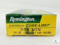 20 Rounds Remington .243 WIN 100 Grain PSP Core-Lokt Ammo