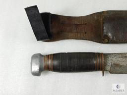 German Solingen Fixed Blade Knife with Leather Grip and Leather Sheath