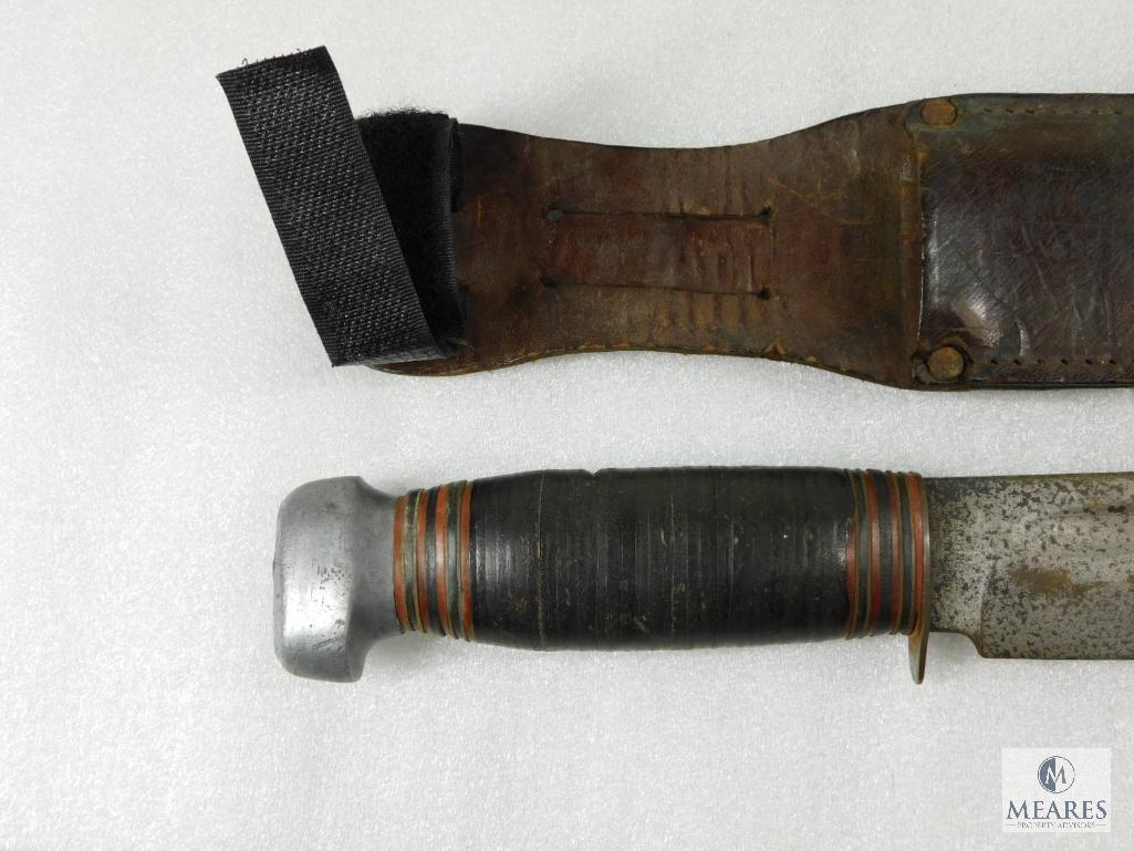 German Solingen Fixed Blade Knife with Leather Grip and Leather Sheath