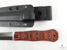 Fixed Blade Dagger with Kydex Sheath, Red and Black Grip Panels