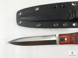 Fixed Blade Dagger with Kydex Sheath, Red and Black Grip Panels