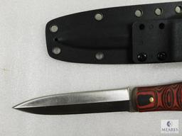 Fixed Blade Dagger with Kydex Sheath, Red and Black Grip Panels