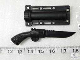 Fixed Blade Knife That Looks Like a Pistol With a Plastic Sheath and Neck Chain