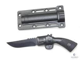 Fixed Blade Knife That Looks Like a Pistol With a Plastic Sheath and Neck Chain