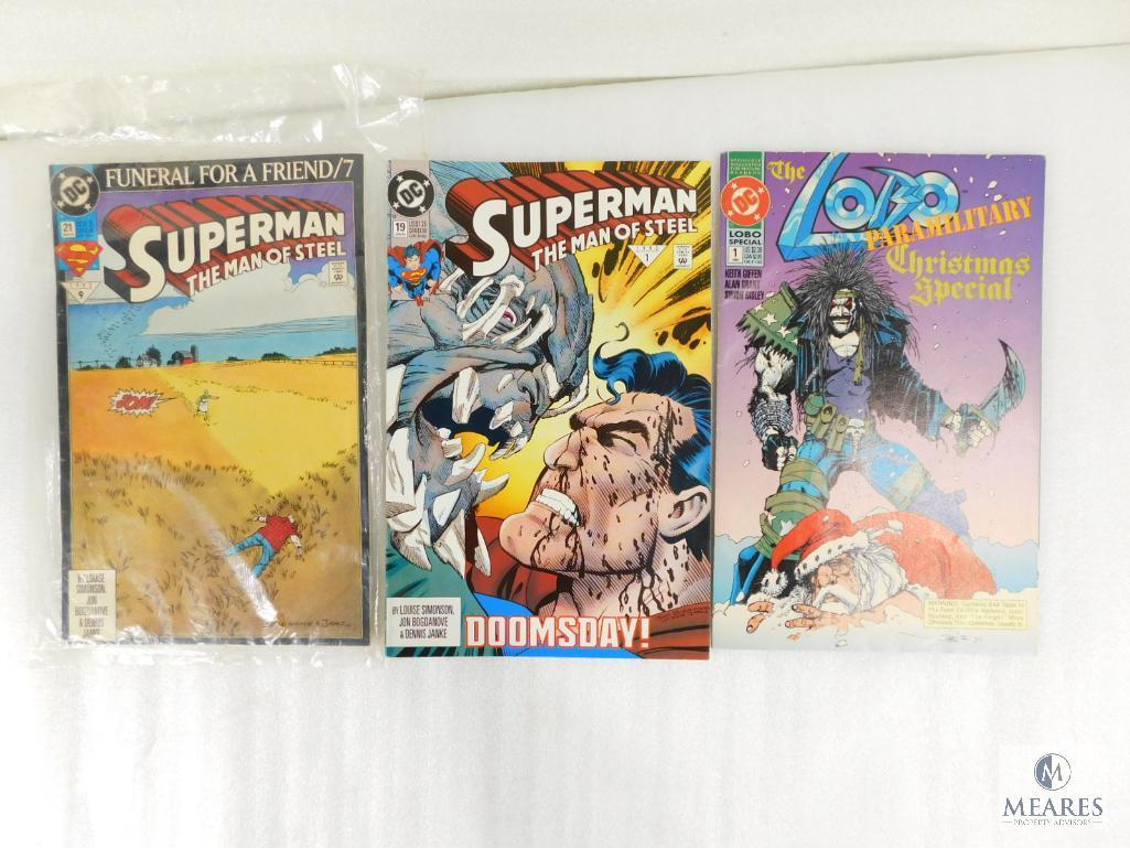 Three DC Comics Including Two Superman, and One Lobo Paramilitary
