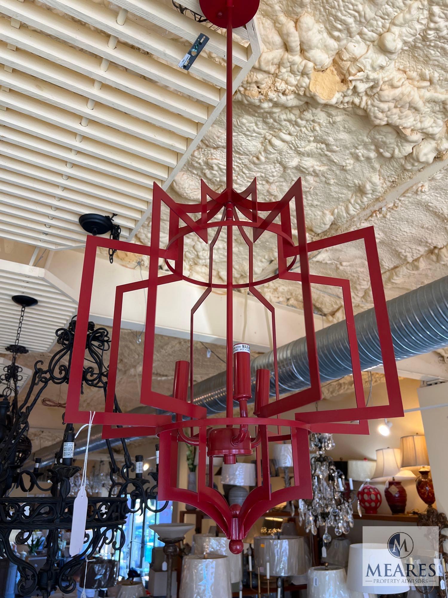 Dover Red Iron 3 Light Hanging Chandelier