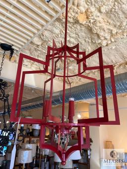 Dover Red Iron 3 Light Hanging Chandelier