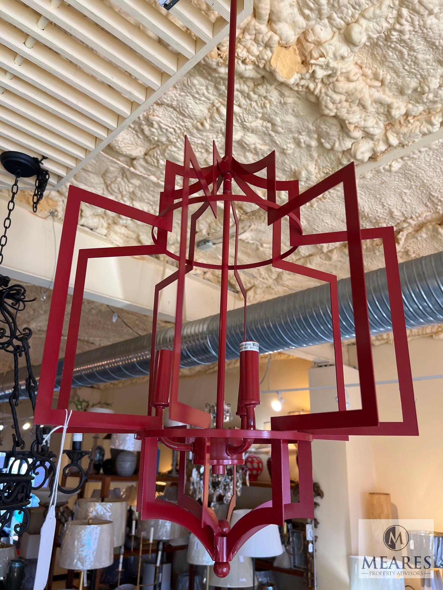 Dover Red Iron 3 Light Hanging Chandelier