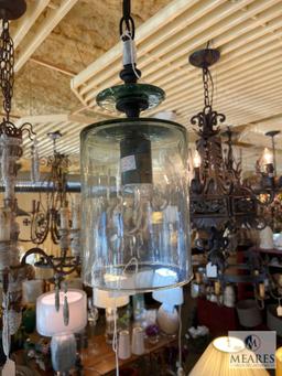 Glass Cylinder Shade Hanging Pendant Light 10"