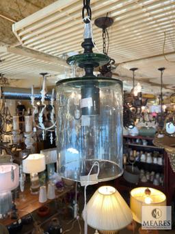 Glass Cylinder Shade Hanging Pendant Light 10"