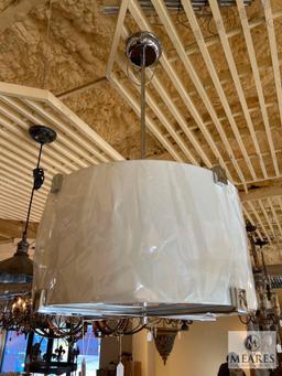 Four Light Pendant Ivory Shade with Chrome Trim