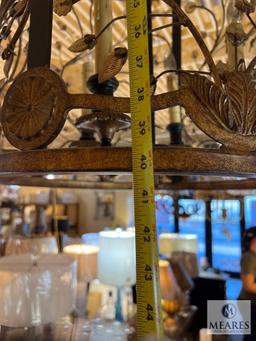 Black and Gold Accent Lantern Chandelier 40"