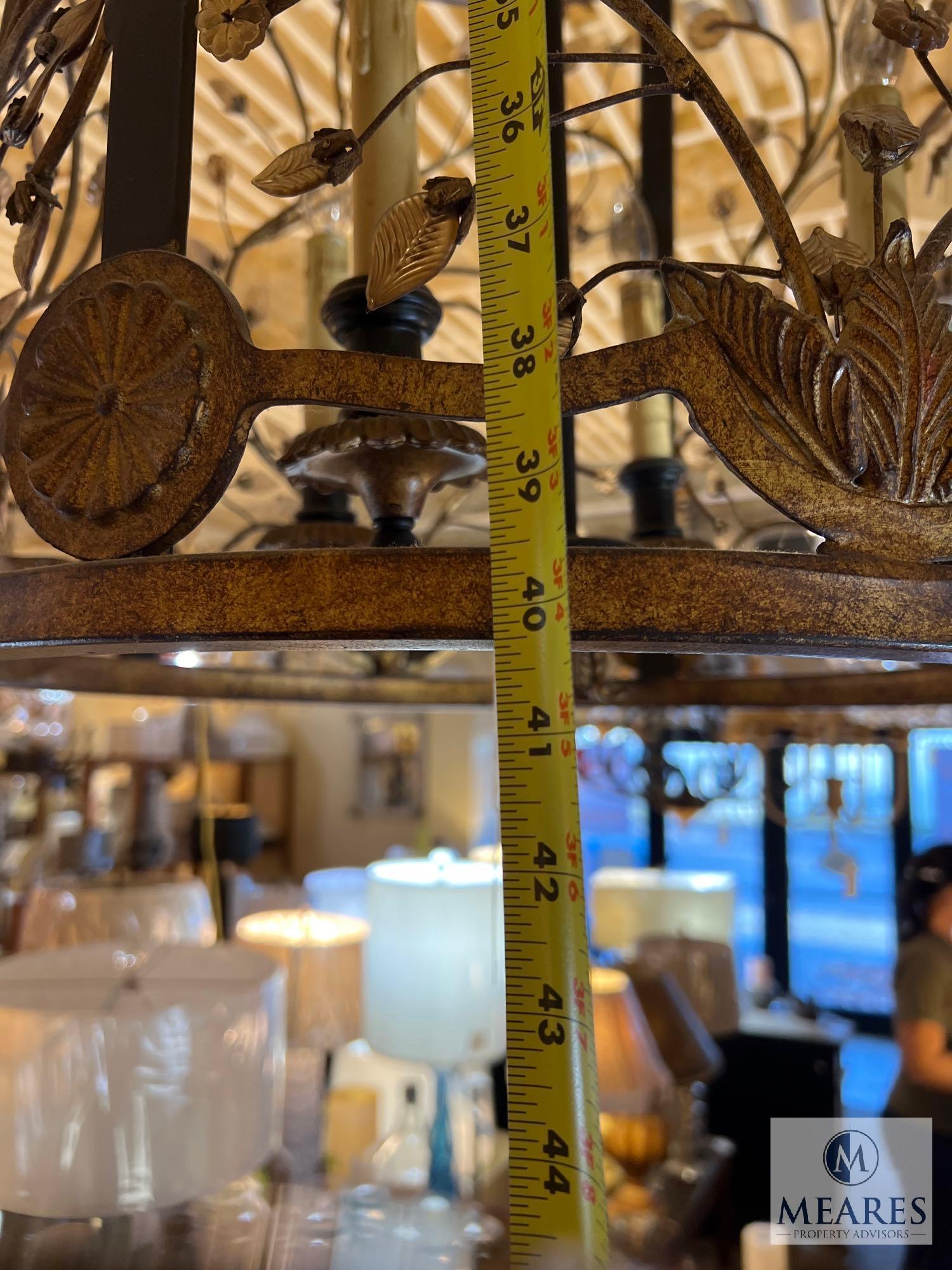 Black and Gold Accent Lantern Chandelier 40"