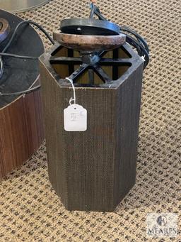 Vintage Cylinder Chandelier with Hex Pendant