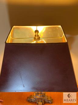 Capistano Gold Tone Candelabra Style Table Lamp with Black Rectangle Shade 30"