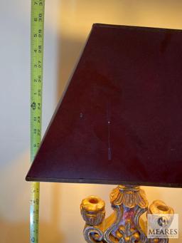 Capistano Gold Tone Candelabra Style Table Lamp with Black Rectangle Shade 30"