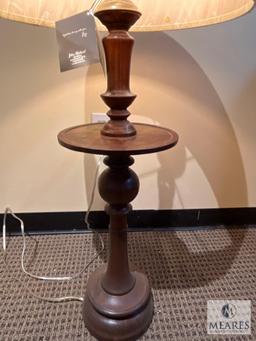 John Richard Bobeche Wood Candle Stick Buffet Lamp with Beige Drum Shade 38"