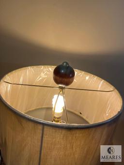 John Richard Bobeche Wood Candle Stick Buffet Lamp with Beige Drum Shade 38"