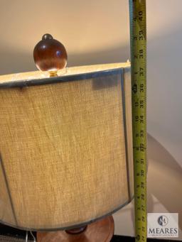 John Richard Bobeche Wood Candle Stick Buffet Lamp with Beige Drum Shade 38"