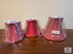 Set of Three Red with Gold Accent Empire & Bell Clip-on Lampshades