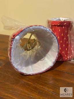 Set of Three Red with Gold Accent Empire & Bell Clip-on Lampshades
