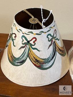 Pair of Hand-Painted Metal with Drapery Motif Empire Clip-on Lampshades