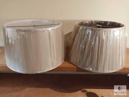 Lot of Two Shallow Drum Pleated Lampshades Beige and Taupe