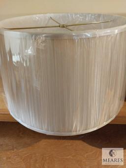 Lot of Two Shallow Drum Pleated Lampshades Beige and Taupe