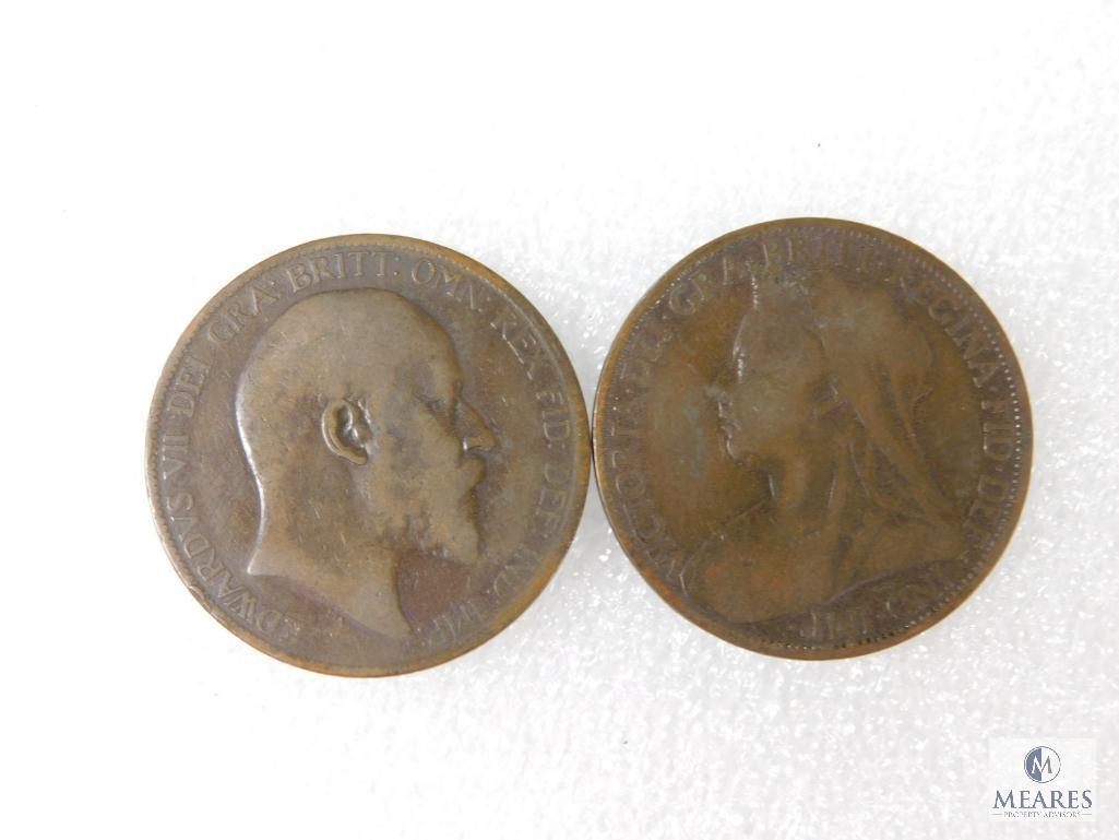 British Large Pennies 1901, 1902, 1903, 1905, 1907, 1909