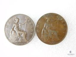 British Large Pennies 1901, 1902, 1903, 1905, 1907, 1909