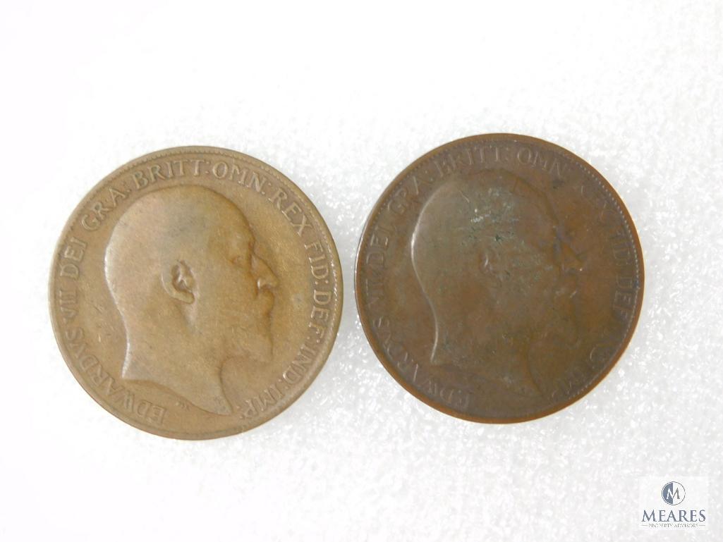 British Large Pennies 1901, 1902, 1903, 1905, 1907, 1909