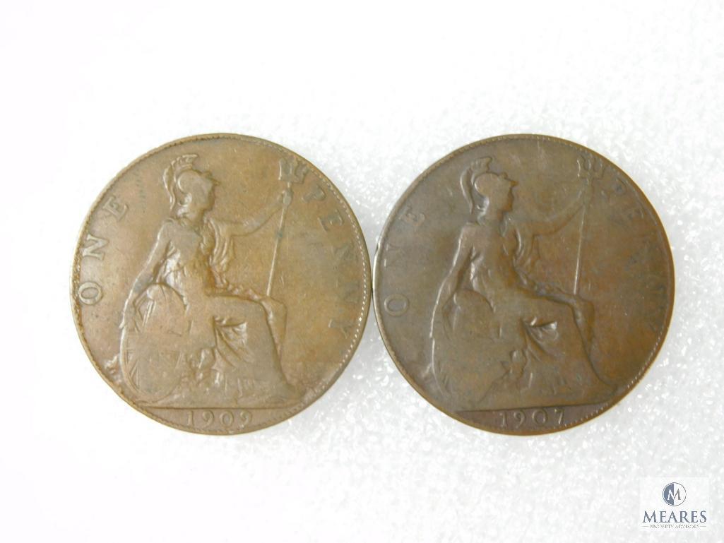 British Large Pennies 1901, 1902, 1903, 1905, 1907, 1909