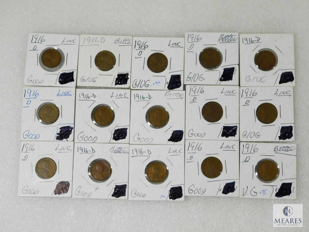 15 - 1916-D Lincoln Cents G & Some Better