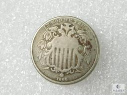 1866 Rays Shield Nickel - VG+