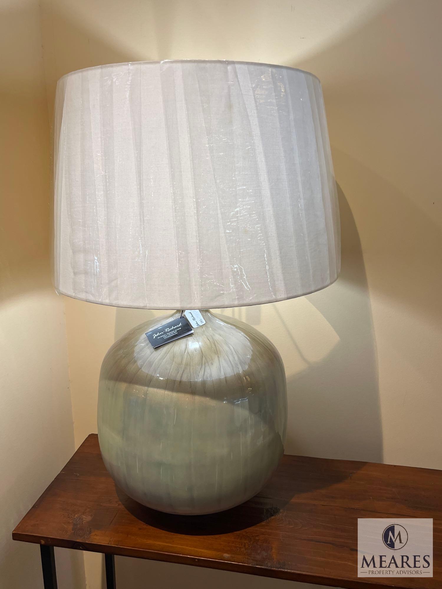 John-Richard Pearlized Silver and Blue Table Lamp, Model #9852, 31" T